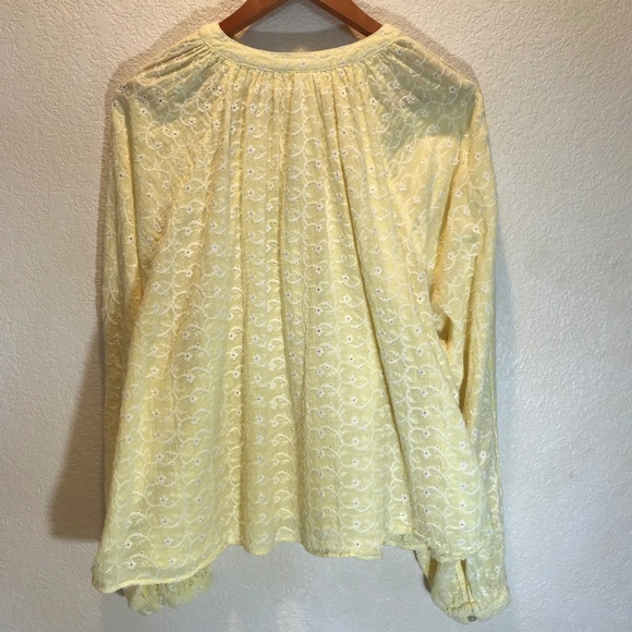 Free People Yellow Lace Button Down Top - Size Lg - Picture 6 of 6